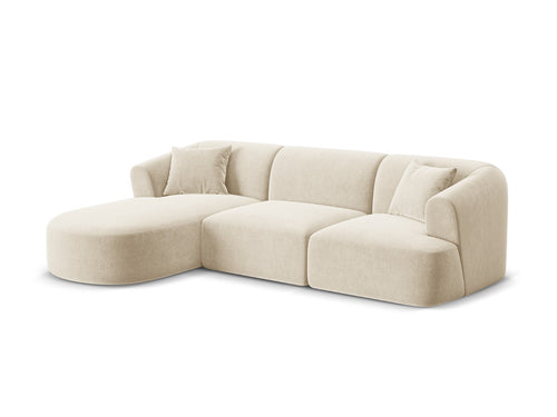 Cosmopolitan Design Modulaire hoekbank links Campi 4-zits, flueel lichtbeige - 156x256x70cm