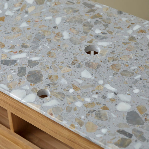 Tikamoon Badkamermeubel van massief teakhout en premium terrazzo 125 cm - Naturel