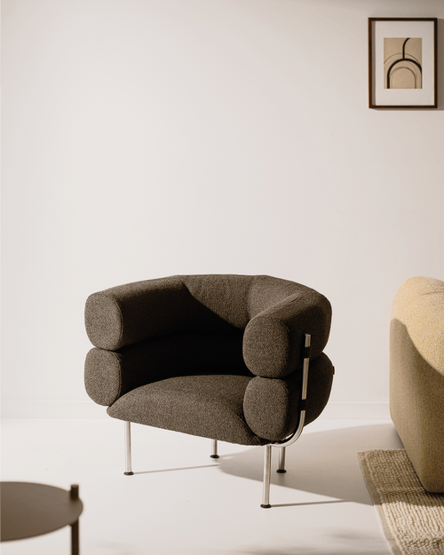 noo.ma Ubi fauteuil - Chocolate Brown Bouclé, 95,1 x 68 x 73,2 cm