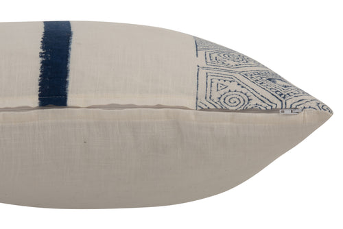 J-Line kussen Streep Azteek - katoen - blauw/wit
