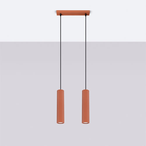 Sollux Lighting Hanglamp KARBON 2 rood oker - 30x6,5x90cm