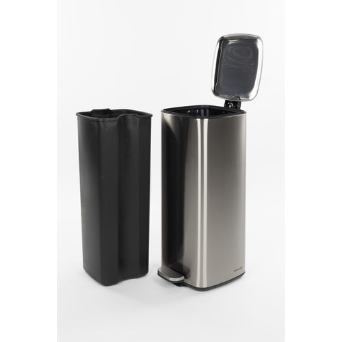 Housecraft Living Mark Prullenbak met Pedaal 30 Liter – Soft Close Afvalbak RVS - Zilver