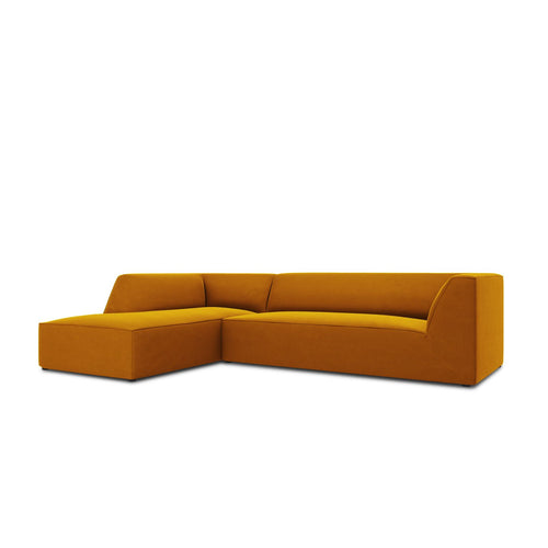 Cosmopolitan Design - Modulaire hoekbank links Siena 4-zits, flueel geel - 180x273x69cm