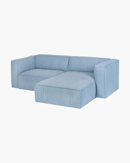 noo.ma Lobi 3-zits hoekslaapbank - Baby Blue Corduroy, hoek rechts