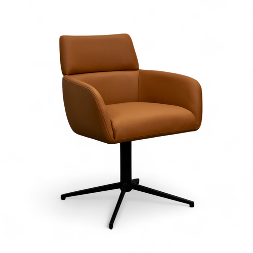 Furnhouse eetkamerstoelen armleuning Marco - Cognacbruin - Leer - Set van 6