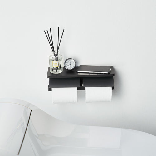 Yamazaki Tower Toiletrolhouder dubbel wandmontage - Zwart - vtwonen shop