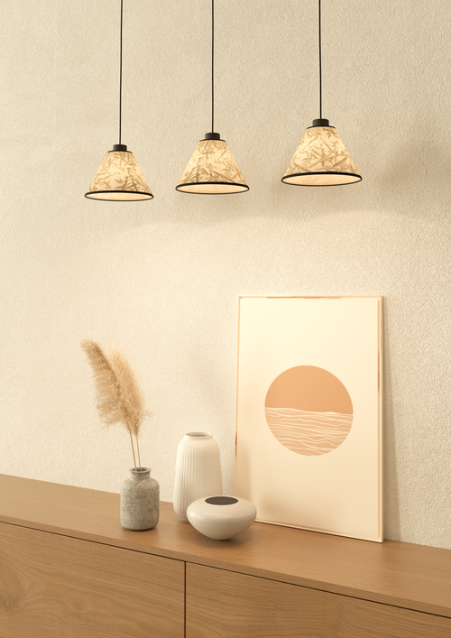 EGLO hanglamp Oxpark - e27 - 92 cm - zwart/wit/groen - bamboe