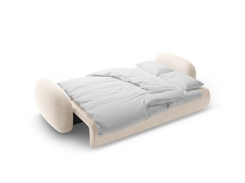 Cosmopolitan Design Slaapbank met opbergdoos Tonale 3-zits, chenille lichtbeige - 105x262x88cm