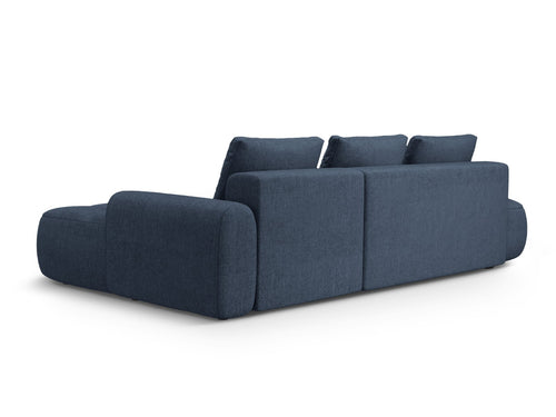 Cosmopolitan Design Converteerbare hoekbank rechts met opbergdoos Linz 3-zits, structurele stof donkerblauw - 142x275x84cm