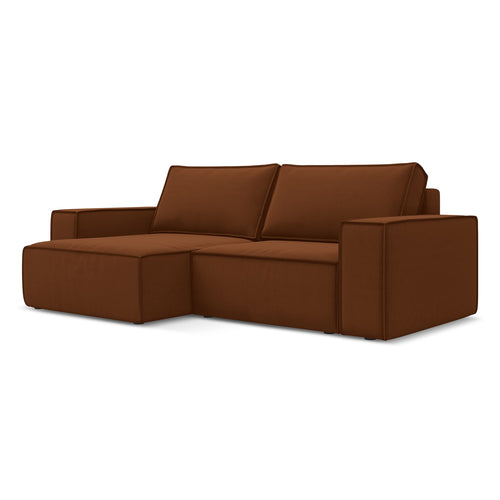 LaMiaSofa hoekbank links Livorno - velours - terracotta - 257x148x82