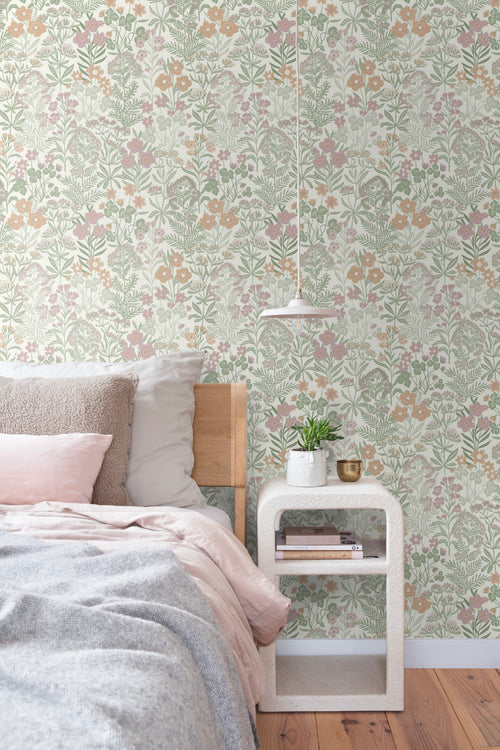 Borastapeter behang veldbloemen roze en groen - 53 cm x 10.05 m - 660352 - vtwonen shop