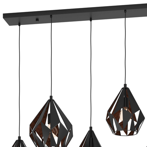 EGLO hanglamp Carlton 1 - e27 - 145,5 cm - zwart/koper - vtwonen shop