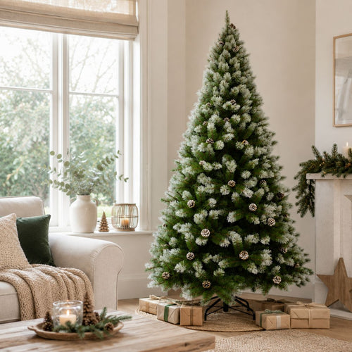 Triumph Tree Pittsburgh Kerstboom - Kerstversiering met Dennenappels en Witte Bevroren Takpunten - Kunstboom met Realistische Groene Naaldjes - H185 x