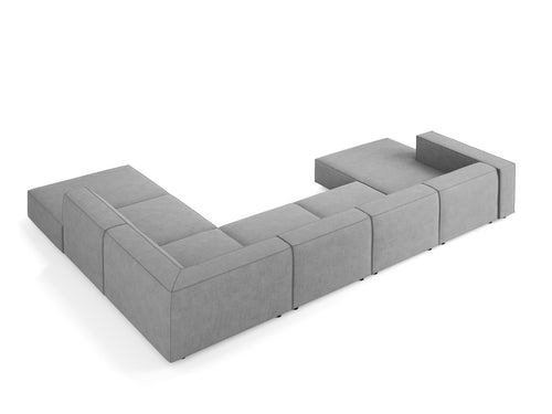 Cosmopolitan Design Panoramische hoekbank rechts Arendal 7-zits, chenille met ribbeleffect, donkergrijs - 262x364x70cm
