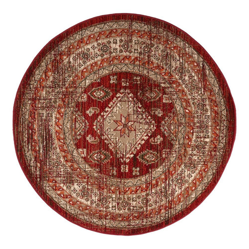 Interieur05 Rond Vintage Vloerkleed Aila Rood/Oranje - 190 x 190 cm - vtwonen shop