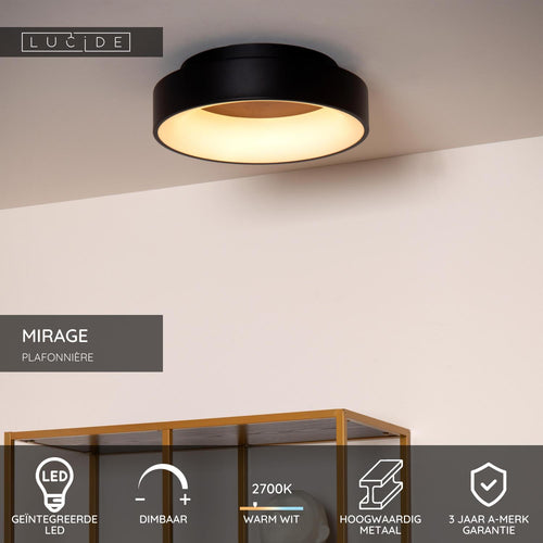 Lucide plafonnière MIRAGE - Geïntegreerde LED - Zwart