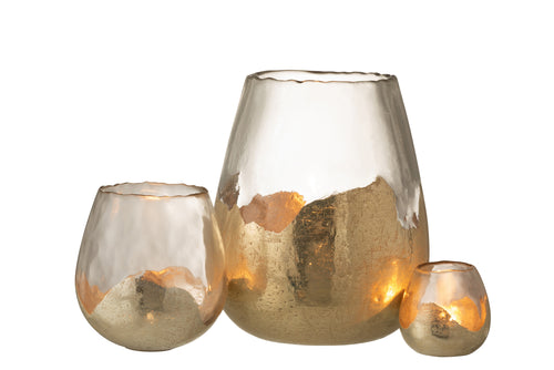 J-Line windlicht Zoe Rond - glas - goud - large - vtwonen shop