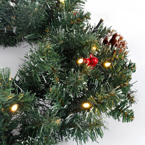 Black Box Trees Creston Kerstboom en Kerstkrans Set - 2 Kunstkerstbomen en 1 Krans met LED Verlichting - Groen