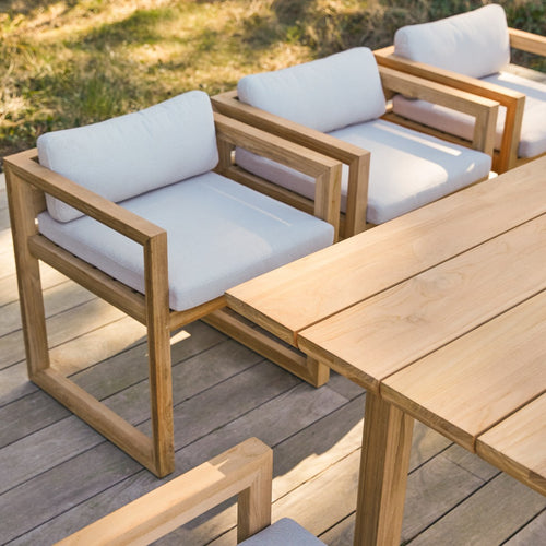 Tikamoon Massief teakhouten tuinset met 6 stoelen - Wit