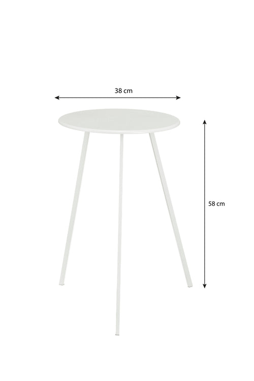 Mica Decorations Seatle Bijzettafel Buiten - H58 x Ø38 cm - Metaal - Wit
