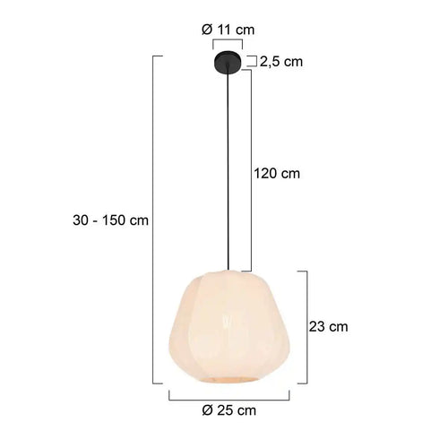 Anne Light & home hanglamp Sable - 1 lichts - 25  x 150   cm - creme