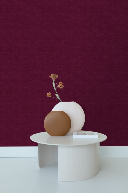 ESTAhome behang effen linnenstructuur bordeaux rood - 53 cm x 10.05 m - 148697