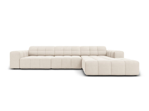 Cosmopolitan Design rechter hoekbank Chicago 4-zits, flueel lichtbeige - 167x294x78cm