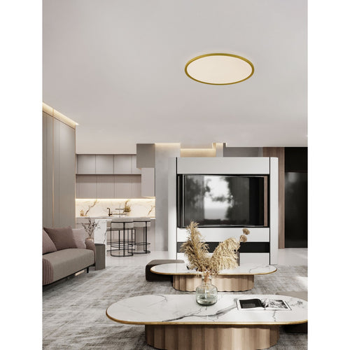 Nova Luce AOTON Geïntegreerde LED-plafondlamp, halfverzonken, geborsteld goud, Triac dimbaar, 55W, 4661lm, 2700-3000K kleurtemperatuur.