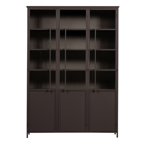 WOOOD xl 3-deurs vitrinekast Exhibit - Metaal - Donkerbruin - 200x140x42
