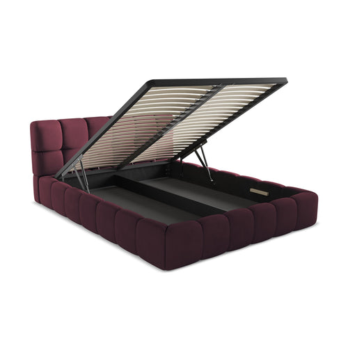 LaMiaSofa Bed met opbergruimte Roma - chenille stof - bordeaux - 180x228x82