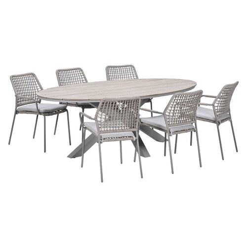 Garden Impressions Tuinset Natas 7-delig taupe - Tulli tuintafel 220x115 cm