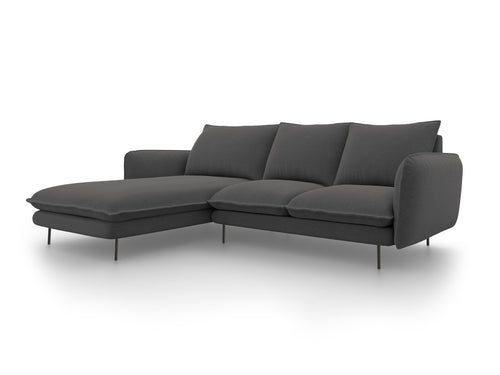 Cosmopolitan Design linker hoekbank Vienna 5-zits, structurele stof, donkergrijs - 170x255x95cm