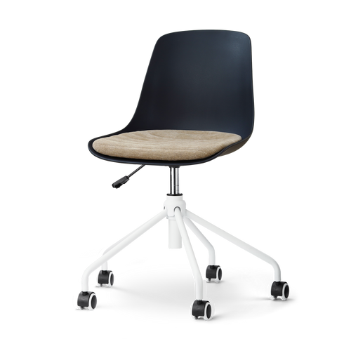 Nolon Nout-Liv eetkamerstoel zwart met nougatbruin zitkussen - wit onderstel - vtwonen shop