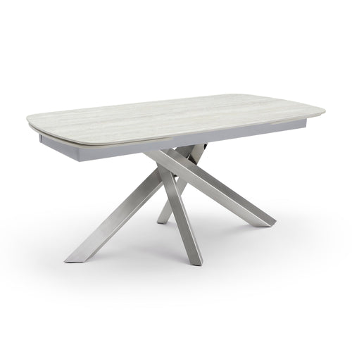 Premium Interiors - Uitschuifbare eettafel CAST - travertijnkeramiek travertijn 240cm