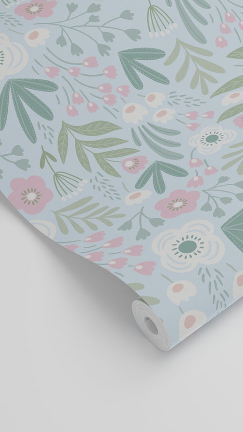 ESTAhome behang bloemetjes groen en roze - 50 x 900 cm - 131066 - vtwonen shop