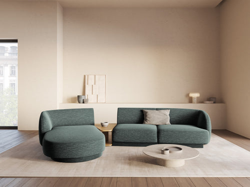 Micadoni linker modulaire bank Miley 3-zits, chenille, olie - 178x303x70cm