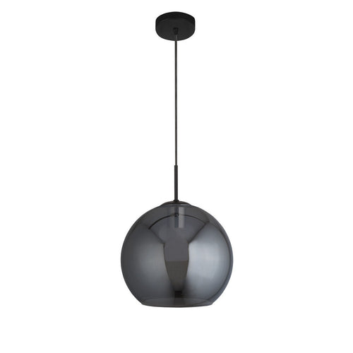 Searchlight AMSTERDAM - 1 Licht Ronde Plafond Pendellamp (30cm Dia.) Rookglas, Zwart