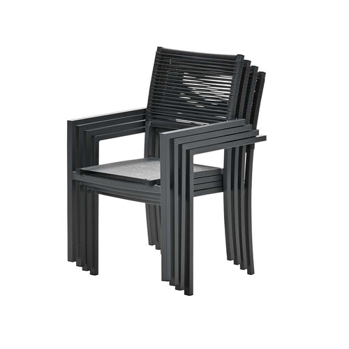 Garden Impressions tuinstoel Tess zwart - 4 stuks - stapelbaar