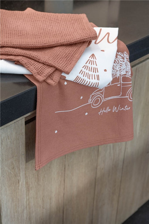 Walra - Keukenset Hello Winter - 3x 50x70 cm - Terra