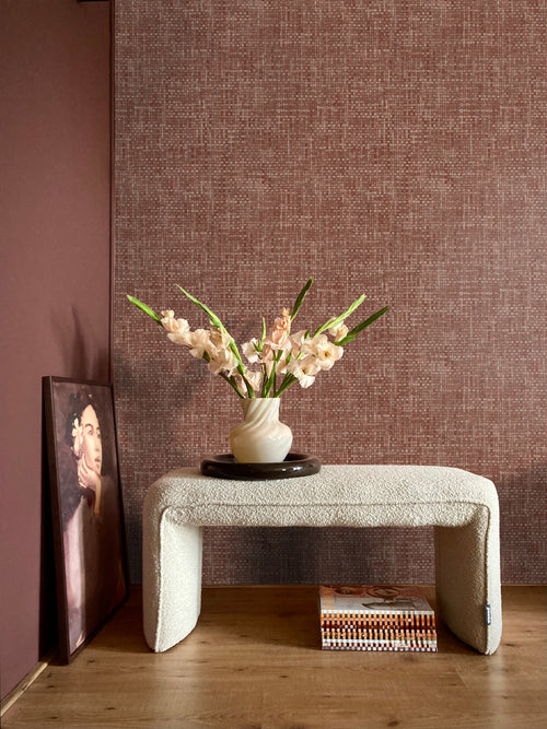 Origin Wallcoverings behang geweven linnenstructuur roodbruin - 50 x 900 cm - 348051