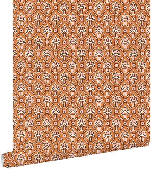 ESTAhome behang vintage bloemen oranje en roze - 50 x 900 cm - 131542 - vtwonen shop