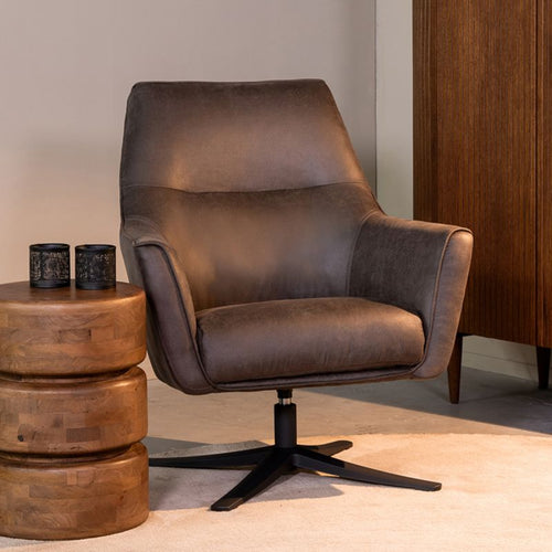 LABEL51 Fauteuil Tod - Antraciet Stof - Draaibaar - vtwonen shop