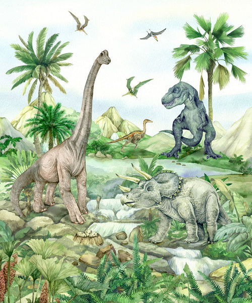 Sanders & Sanders fotobehang dinosaurussen groen - 270 x 225 cm - 601203