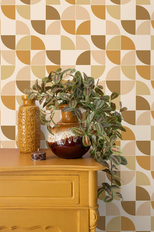 ESTAhome behang retro ornamenten bruin, beige en okergeel - 50 x 900 cm - 132023