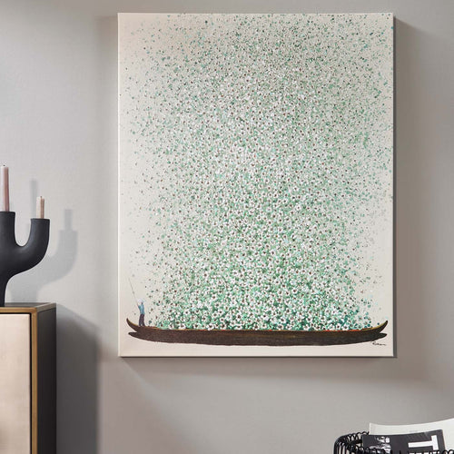 Kare Design Schilderij Flower Boat 120x160cm beige en groen