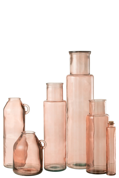 J-Line vaas Cilinder - glas - lichtroze - large - 75 cm hoog