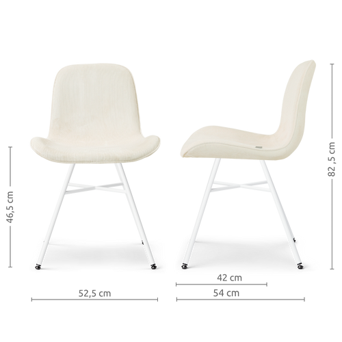 Nolon Noa-Fé Eetkamerstoel Rib Beige - Wit Onderstel - vtwonen shop