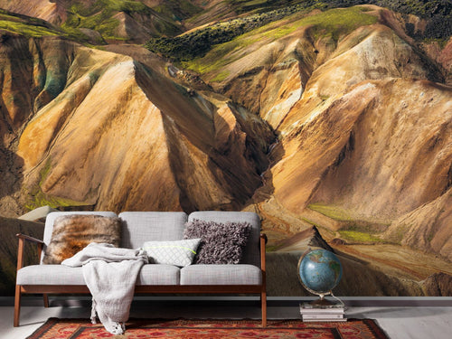 Sanders & Sanders fotobehang berglandschap beige en groen - 400 x 250 cm - 612551