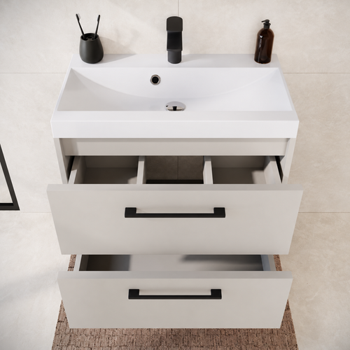 Badplaats Badkamermeubel Set Florence 01 60 cm – Beige – Hangend Wastafelmeubel met Spiegelkast
