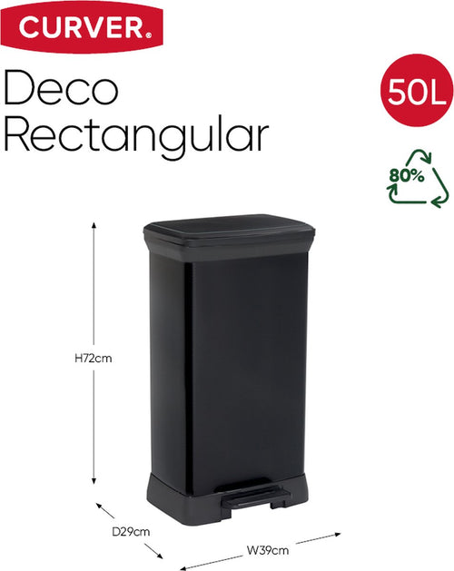 Curver Decobin Prullenbak - 50L - 39x29x72 cm - Zwart - vtwonen shop